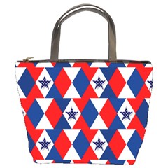 Patriotic Red White Blue 3d Stars Bucket Bags by Celenk