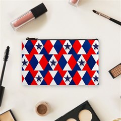 Patriotic Red White Blue 3d Stars Cosmetic Bag (small)  by Celenk