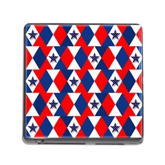 Patriotic Red White Blue 3d Stars Memory Card Reader (square) by Celenk