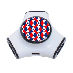 Patriotic Red White Blue 3d Stars 3-port Usb Hub by Celenk