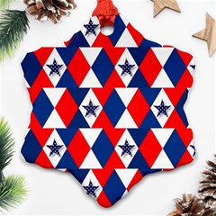 Patriotic Red White Blue 3d Stars Snowflake Ornament (two Sides) by Celenk