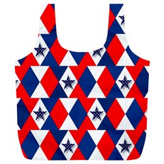 Patriotic Red White Blue 3d Stars Full Print Recycle Bags (l)  by Celenk