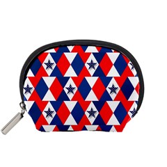 Patriotic Red White Blue 3d Stars Accessory Pouches (small)  by Celenk