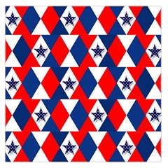 Patriotic Red White Blue 3d Stars Large Satin Scarf (square) by Celenk