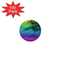 Yellowstone Wolfs Sunset 1  Mini Buttons (100 Pack)  by PodArtist