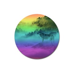 Yellowstone Wolfs Sunset Magnet 3  (round) by PodArtist