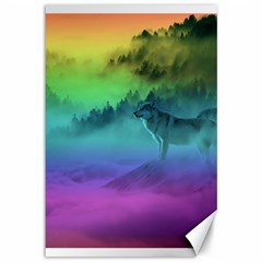 Yellowstone Wolfs Sunset Canvas 12  X 18   by PodArtist