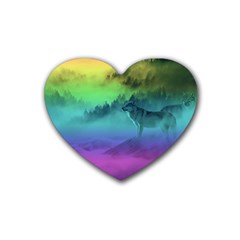 Yellowstone Wolfs Sunset Heart Coaster (4 Pack)  by PodArtist