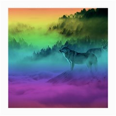 Yellowstone Wolfs Sunset Medium Glasses Cloth by PodArtist