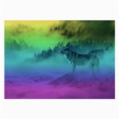 Yellowstone Wolfs Sunset Large Glasses Cloth by PodArtist