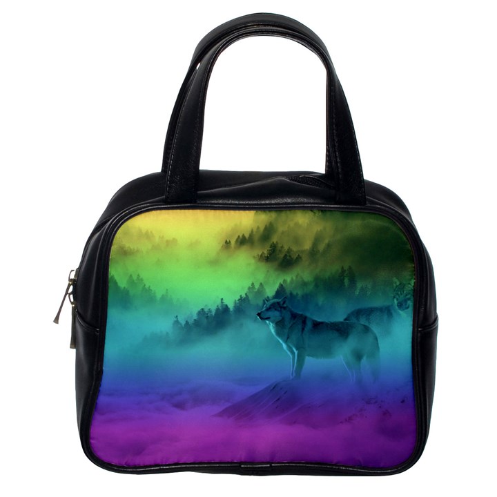 Yellowstone Wolfs Sunset Classic Handbags (One Side)