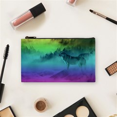 Yellowstone Wolfs Sunset Cosmetic Bag (small)  by PodArtist