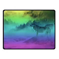 Yellowstone Wolfs Sunset Fleece Blanket (small) by PodArtist