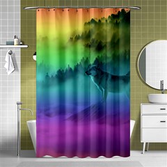 Yellowstone Wolfs Sunset Shower Curtain 48  X 72  (small)  by PodArtist