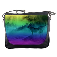 Yellowstone Wolfs Sunset Messenger Bags by PodArtist