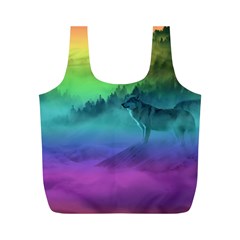 Yellowstone Wolfs Sunset Full Print Recycle Bags (m)  by PodArtist