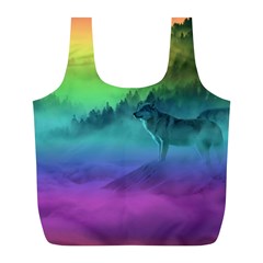 Yellowstone Wolfs Sunset Full Print Recycle Bags (l)  by PodArtist