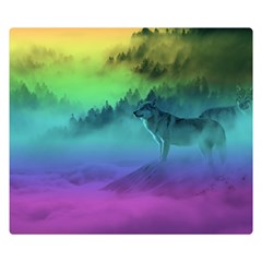 Yellowstone Wolfs Sunset Double Sided Flano Blanket (small)  by PodArtist