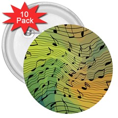 Music Notes 3  Buttons (10 Pack)  by linceazul