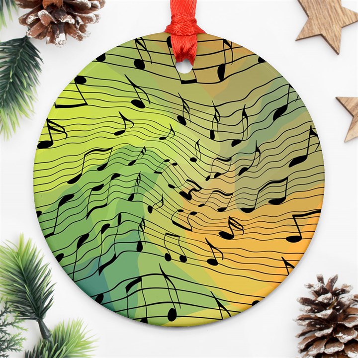 Music Notes Round Ornament (Two Sides)