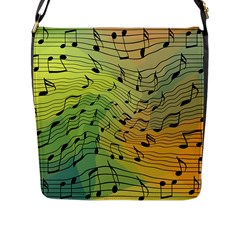 Music Notes Flap Messenger Bag (l)  by linceazul