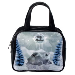 Cute Polar Bear Baby, Merry Christmas Classic Handbags (one Side) by FantasyWorld7