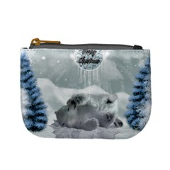 Cute Polar Bear Baby, Merry Christmas Mini Coin Purses by FantasyWorld7