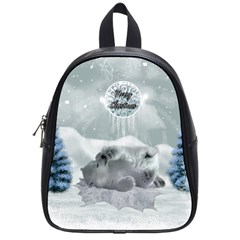 Cute Polar Bear Baby, Merry Christmas School Bag (small) by FantasyWorld7