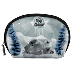 Cute Polar Bear Baby, Merry Christmas Accessory Pouches (large)  by FantasyWorld7