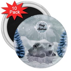 Cute Polar Bear Baby, Merry Christmas 3  Magnets (10 Pack)  by FantasyWorld7