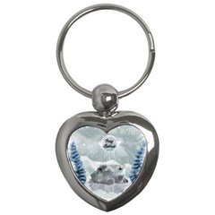 Cute Polar Bear Baby, Merry Christmas Key Chains (heart)  by FantasyWorld7