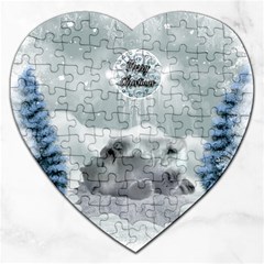 Cute Polar Bear Baby, Merry Christmas Jigsaw Puzzle (heart) by FantasyWorld7