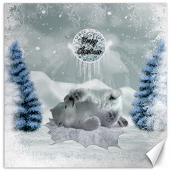 Cute Polar Bear Baby, Merry Christmas Canvas 16  X 16   by FantasyWorld7