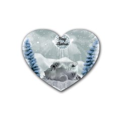 Cute Polar Bear Baby, Merry Christmas Heart Coaster (4 Pack)  by FantasyWorld7