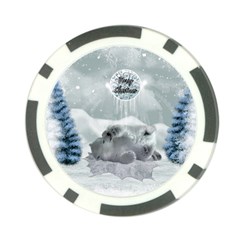 Cute Polar Bear Baby, Merry Christmas Poker Chip Card Guard by FantasyWorld7