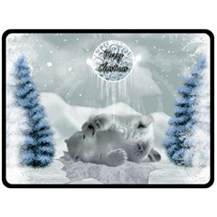 Cute Polar Bear Baby, Merry Christmas Double Sided Fleece Blanket (large)  by FantasyWorld7