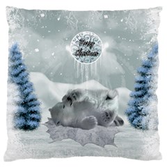 Cute Polar Bear Baby, Merry Christmas Large Flano Cushion Case (two Sides) by FantasyWorld7