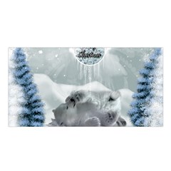 Cute Polar Bear Baby, Merry Christmas Satin Shawl by FantasyWorld7