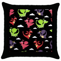 Cute Flying Dragons Throw Pillow Case (black) by Bigfootshirtshop