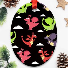 Cute Flying Dragons Oval Ornament (two Sides) by Bigfootshirtshop