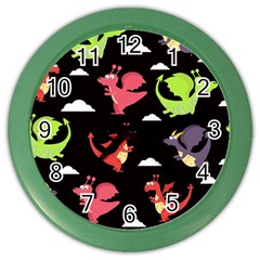 Cute Flying Dragons Color Wall Clocks by Bigfootshirtshop