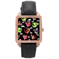 Cute Flying Dragons Rose Gold Leather Watch  by Bigfootshirtshop