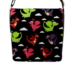 Cute Flying Dragons Flap Messenger Bag (l)  by Bigfootshirtshop