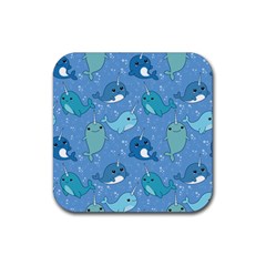 Cute Narwhal Pattern Rubber Coaster (square)  by Bigfootshirtshop