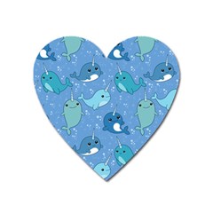 Cute Narwhal Pattern Heart Magnet