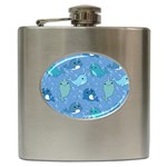 Cute Narwhal Pattern Hip Flask (6 oz) Front