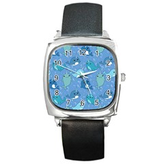 Cute Narwhal Pattern Square Metal Watch by Bigfootshirtshop