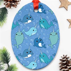 Cute Narwhal Pattern Oval Ornament (two Sides) by Bigfootshirtshop