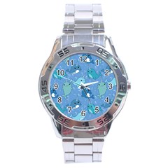 Cute Narwhal Pattern Stainless Steel Analogue Watch by Bigfootshirtshop