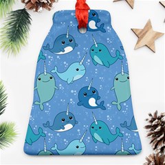 Cute Narwhal Pattern Bell Ornament (two Sides) by Bigfootshirtshop